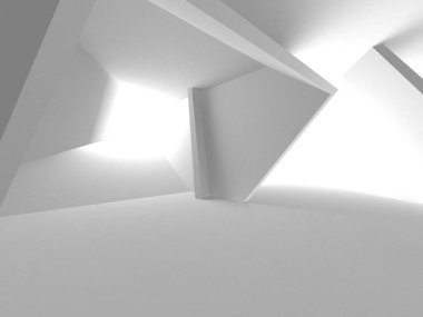 Aydınlatılmış koridor iç tasarımı. Boş Oda İç mimarisi. 3 Boyutlu Hazırlama