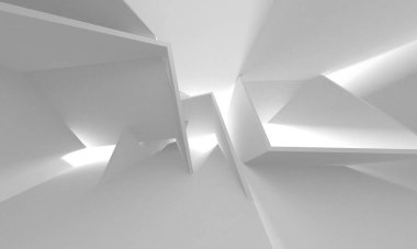 Aydınlatılmış koridor iç tasarımı. Boş Oda İç mimarisi. 3 Boyutlu Hazırlama