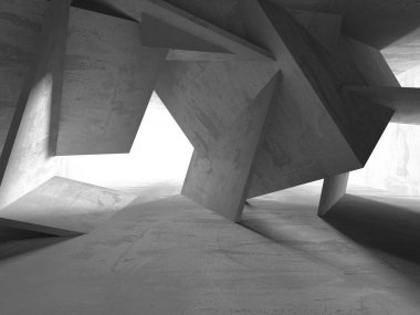 Soyut mimari iç plan. Boş beton oda. 3d hazırlayıcı