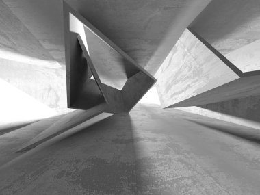 Soyut mimari iç plan. Boş beton oda. 3d hazırlayıcı