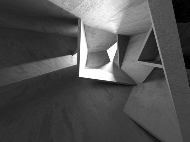 Soyut mimari iç plan. Boş beton oda. 3d hazırlayıcı