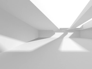 Aydınlatılmış koridor iç tasarımı. Boş Oda İç mimarisi. 3 Boyutlu Hazırlama