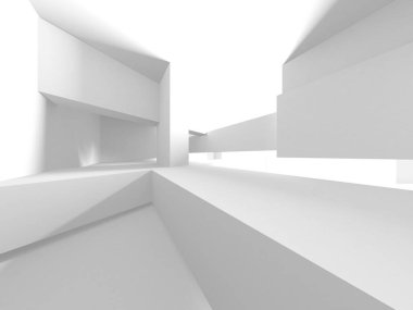 Soyut Beyaz Mimari Tasarım Konsepti. 3d Görüntüleme