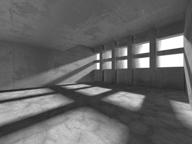 Soyut mimari iç plan. Boş beton oda. 3d hazırlayıcı