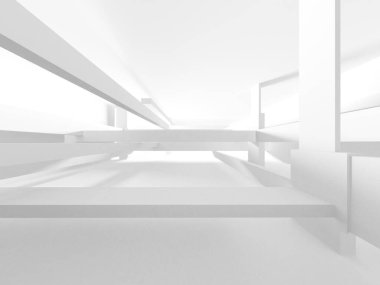 Soyut Beyaz Mimari Tasarım Konsepti. 3d Görüntüleme
