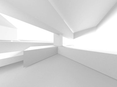 Soyut Beyaz Mimari Tasarım Konsepti. 3d Görüntüleme