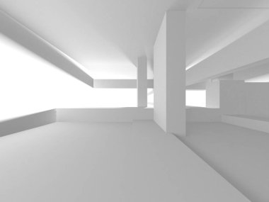 Soyut Beyaz Mimari Tasarım Konsepti. 3d Görüntüleme