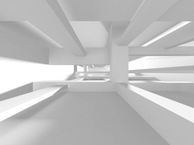 Soyut Beyaz Mimari Tasarım Konsepti. 3d Görüntüleme
