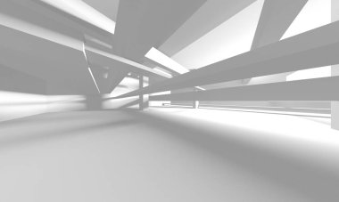 Soyut Beyaz Mimari Tasarım Konsepti. 3d Görüntüleme