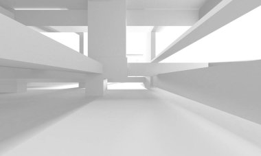 Soyut Beyaz Mimari Tasarım Konsepti. 3d Görüntüleme