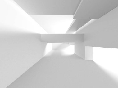 Soyut Beyaz Mimari Tasarım Konsepti. 3d Görüntüleme