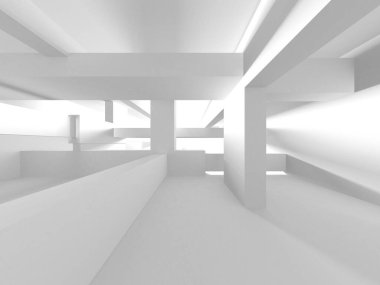 Soyut Beyaz Mimari Tasarım Konsepti. 3d Görüntüleme