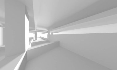 Soyut Beyaz Mimari Tasarım Konsepti. 3d Görüntüleme