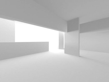 Soyut Beyaz Mimari Tasarım Konsepti. 3d Görüntüleme