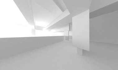 Soyut Beyaz Mimari Tasarım Konsepti. 3d Görüntüleme