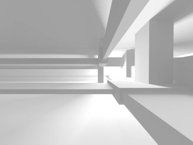 Soyut Beyaz Mimari Tasarım Konsepti. 3d Görüntüleme