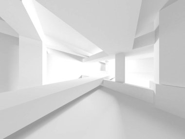 Soyut Beyaz Mimari Tasarım Konsepti. 3d Görüntüleme