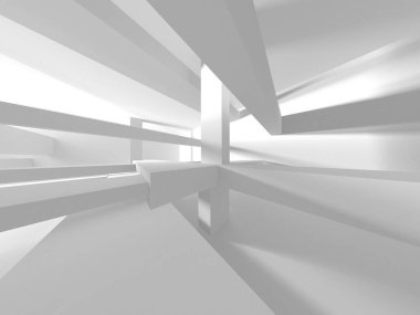 Soyut Beyaz Mimari Tasarım Konsepti. 3d Görüntüleme