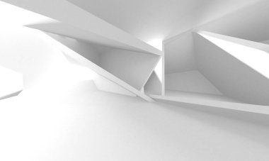 Soyut Beyaz Mimari Tasarım Konsepti. 3d Görüntüleme