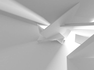 Soyut Beyaz Mimari Tasarım Konsepti. 3d Görüntüleme