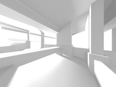 Soyut Beyaz Mimari Tasarım Konsepti. 3d Görüntüleme