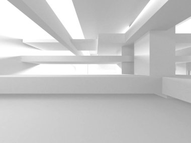 Soyut Beyaz Mimari Tasarım Konsepti. 3d Görüntüleme