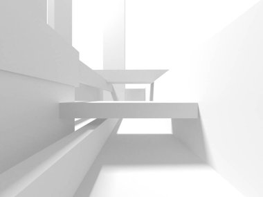 Soyut Beyaz Mimari Tasarım Konsepti. 3d Görüntüleme