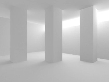 Soyut Beyaz Mimari Tasarım Konsepti. 3d Görüntüleme