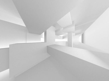 Soyut Beyaz Mimari Tasarım Konsepti. 3d Görüntüleme