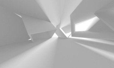 Soyut Beyaz Mimari Tasarım Konsepti. 3d Görüntüleme
