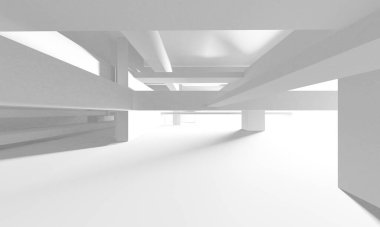 Soyut Beyaz Mimari Tasarım Konsepti. 3d Görüntüleme