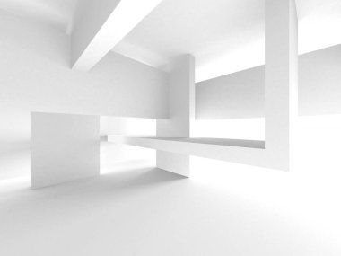 Soyut Beyaz Mimari Tasarım Konsepti. 3d Görüntüleme