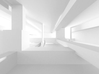 Soyut Beyaz Mimari Tasarım Konsepti. 3d Görüntüleme