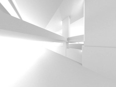 Soyut Beyaz Mimari Tasarım Konsepti. 3d Görüntüleme