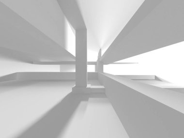 Soyut Beyaz Mimari Tasarım Konsepti. 3d Görüntüleme