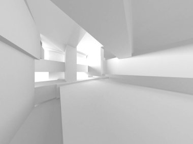 Soyut Beyaz Mimari Tasarım Konsepti. 3d Görüntüleme