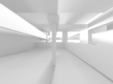 Soyut Beyaz Mimari Tasarım Konsepti. 3d Görüntüleme