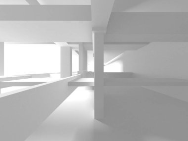 Soyut Beyaz Mimari Tasarım Konsepti. 3d Görüntüleme