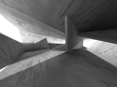 Dark Beton Duvar Mimarisi. Boş Oda. 3d Görüntüleme