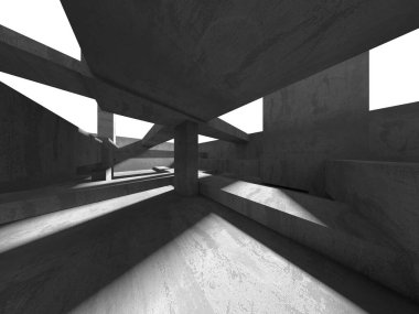 Dark Beton Duvar Mimarisi. Boş Oda. 3d Görüntüleme