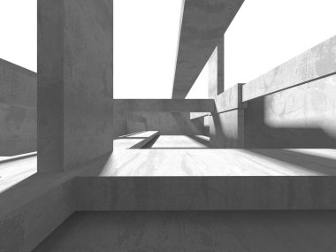 Dark Beton Duvar Mimarisi. Boş Oda. 3d Görüntüleme