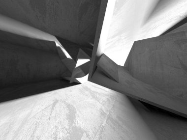 Dark Beton Duvar Mimarisi. Boş Oda. 3d Görüntüleme