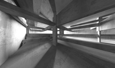 Dark Beton Duvar Mimarisi. Boş Oda. 3d Görüntüleme