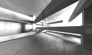 Dark Beton Duvar Mimarisi. Boş Oda. 3d Görüntüleme