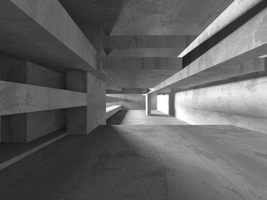 Dark Beton Duvar Mimarisi. Boş Oda. 3d Görüntüleme