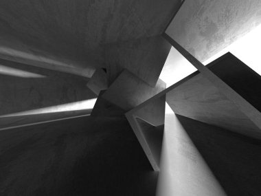 Dark Beton Duvar Mimarisi. Boş Oda. 3d Görüntüleme