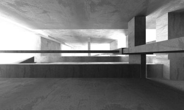 Dark Beton Duvar Mimarisi. Boş Oda. 3d Görüntüleme