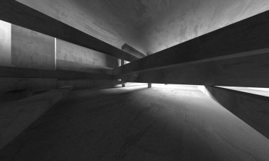 Dark Beton Duvar Mimarisi. Boş Oda. 3d Görüntüleme