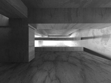 Dark Beton Duvar Mimarisi. Boş Oda. 3d Görüntüleme