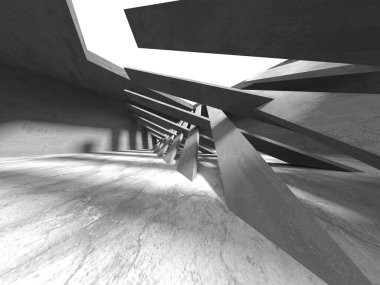 Dark Beton Duvar Mimarisi. Boş Oda. 3d Görüntüleme